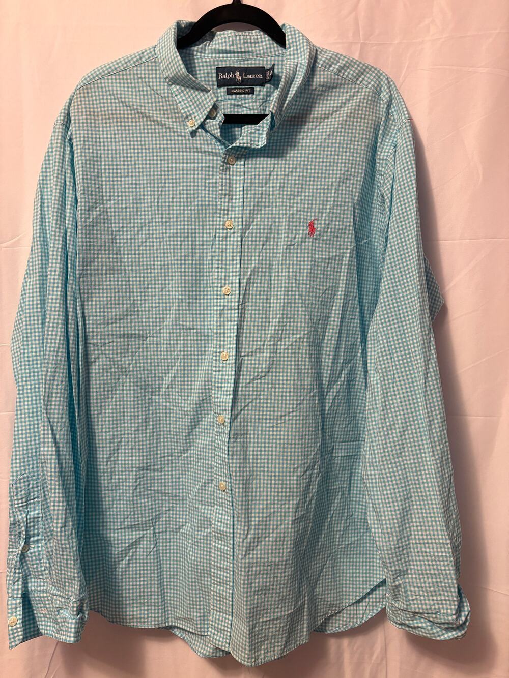 Ralph Lauren Classic Fit Top Blue White Plaid Sz 2XL